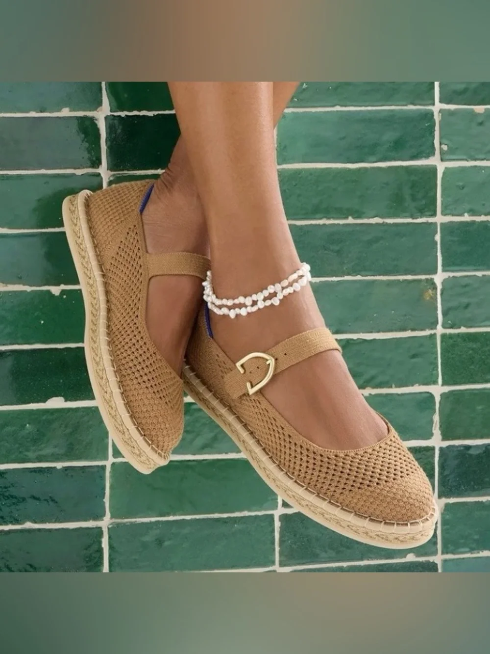 EUC Rothy's The Espadrille Mary Jane in Wren, size 9.5